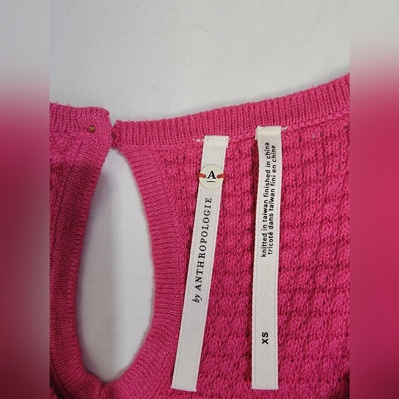 Anthropologie Martina Pointelle Rounded Neckline Pullover Sweater Pink XS - Picture 9 of 14